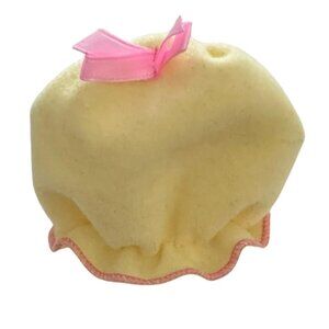 Cute Baby Girl Yellow Hat w/ Pink Ribbon Garterized Infant Cap